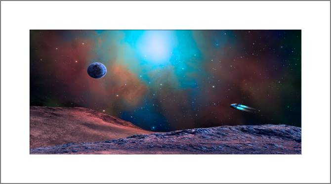 Купить и печать на заказ Картины, фото с паспарту Космическое путешествие