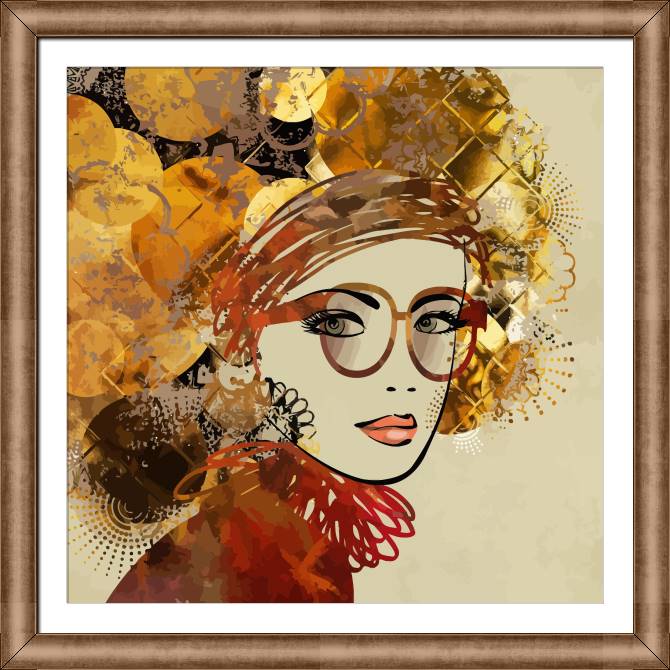 Купить и печать на заказ Картины на холсте Женский портрет в коричнево-золотых цветах