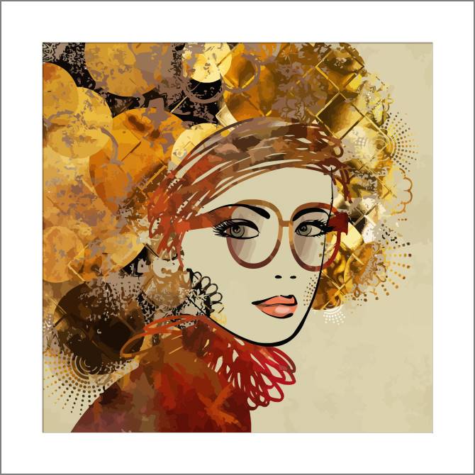 Купить и печать на заказ Картины, фото с паспарту Женский портрет в коричнево-золотых цветах