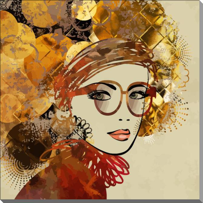 Купить и печать на заказ Картины на пластике, пеноркартоне Женский портрет в коричнево-золотых цветах