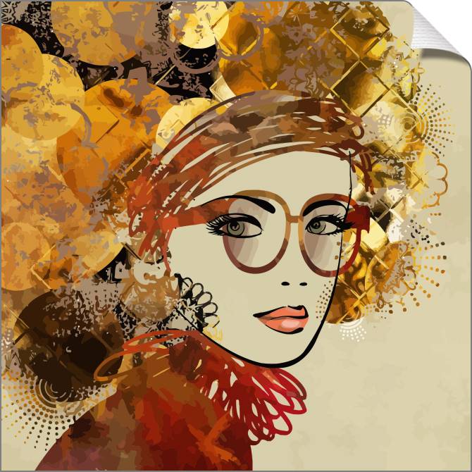 Купить и печать на заказ Картины на холсте Женский портрет в коричнево-золотых цветах