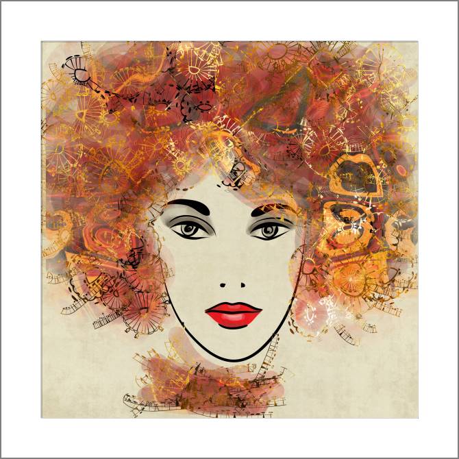 Купить и печать на заказ Картины, фото с паспарту Акварельный портрет женщины