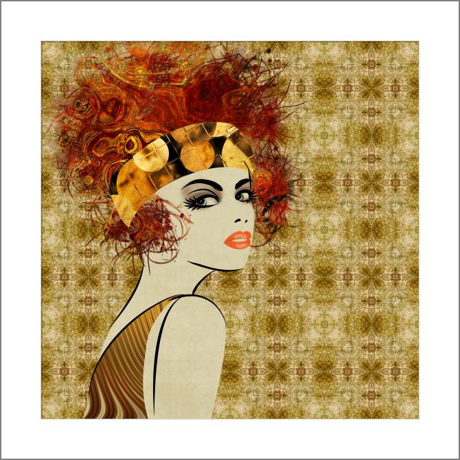 Купить и печать на заказ Картины, фото с паспарту Красивая девушка в стиле ар-деко