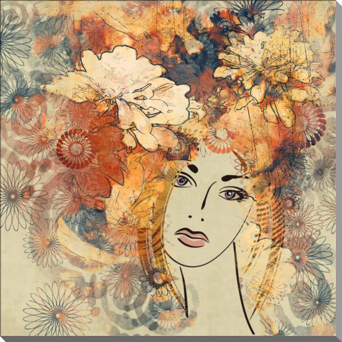 Купить и печать на заказ Картины на пластике, пеноркартоне Девушка-осень