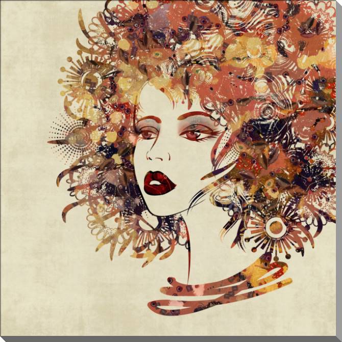 Купить и печать на заказ Картины на пластике, пеноркартоне Портрет девушки с цветочными волосами