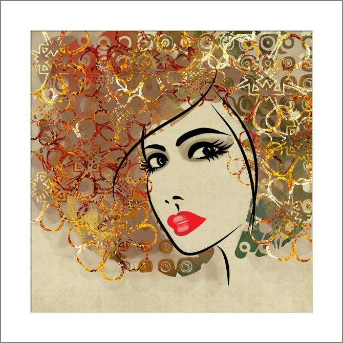 Купить и печать на заказ Картины, фото с паспарту Женский портрет с золотыми волосами