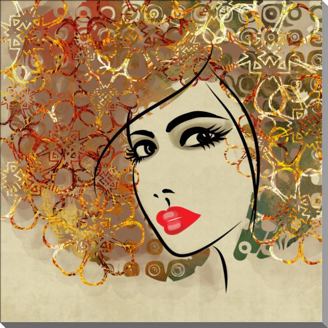 Купить и печать на заказ Картины на пластике, пеноркартоне Женский портрет с золотыми волосами