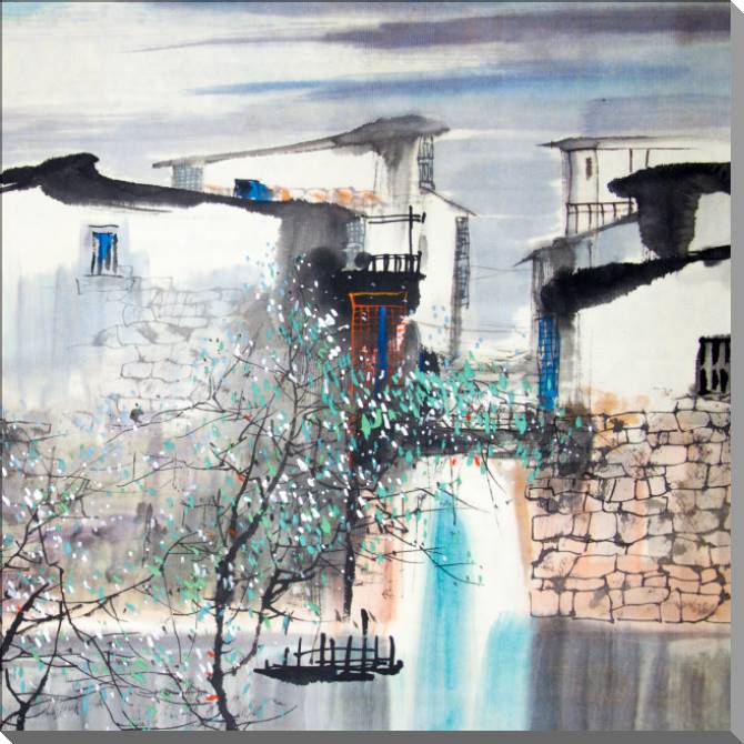 Купить и печать на заказ Картины на пластике, пеноркартоне Город на воде