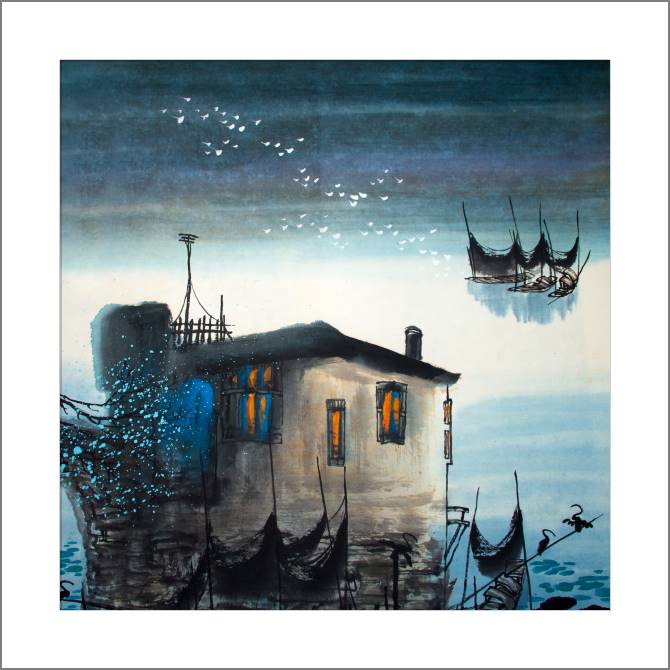 Купить и печать на заказ Картины, фото с паспарту Дом рыбака