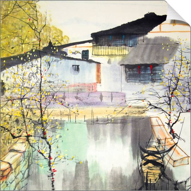 Купить и печать на заказ Картины на холсте Весна в городе на воде