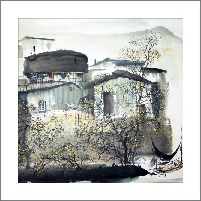 Купить и печать на заказ Картины, фото с паспарту Рыбацкий поселок