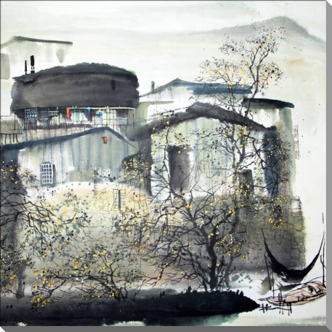 Купить и печать на заказ Картины на пластике, пеноркартоне Рыбацкий поселок