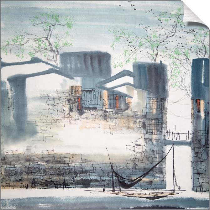 Купить и печать на заказ Картины на холсте Город на воде весной