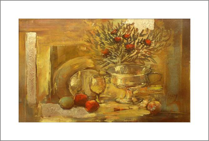 Купить и печать на заказ Картины, фото с паспарту Золотистый натюрморт