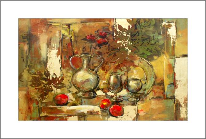 Купить и печать на заказ Картины, фото с паспарту Абстрактный золотой натюрморт