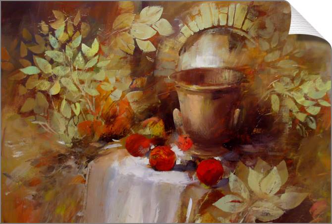 Купить и печать на заказ Картины на холсте Натюрморт в зеленых листьях