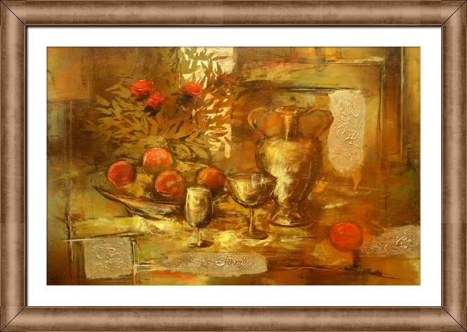 Купить и печать на заказ Картины на холсте Натюрморт в золотых тонах