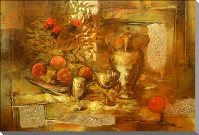 Купить и печать на заказ Картины на пластике, пеноркартоне Натюрморт в золотых тонах