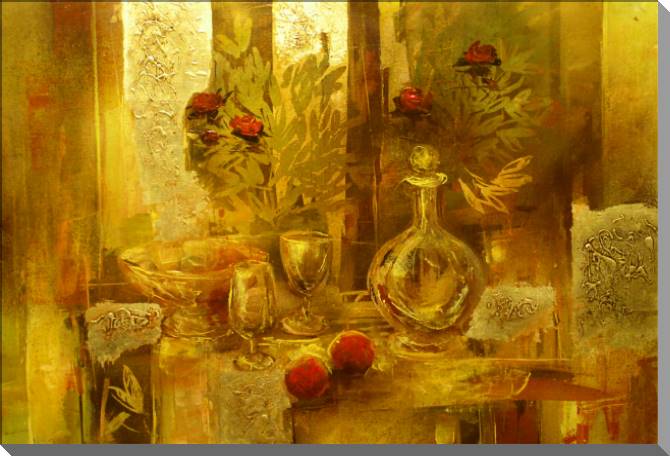 Купить и печать на заказ Картины на пластике, пеноркартоне Золотой натюрморт с графином