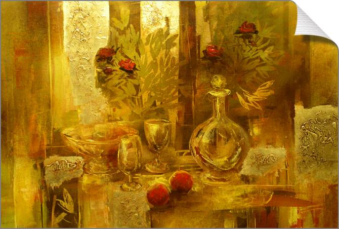Купить и печать на заказ Картины на холсте Золотой натюрморт с графином