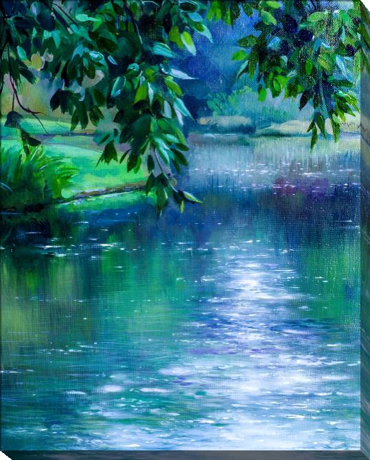 Картины на холсте The branches of the tree above the summer river