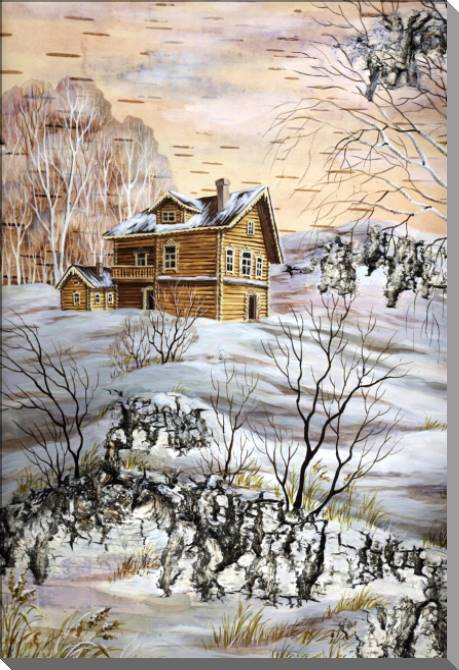 Купить и печать на заказ Картины на пластике, пеноркартоне Дом с деревянной резьбой