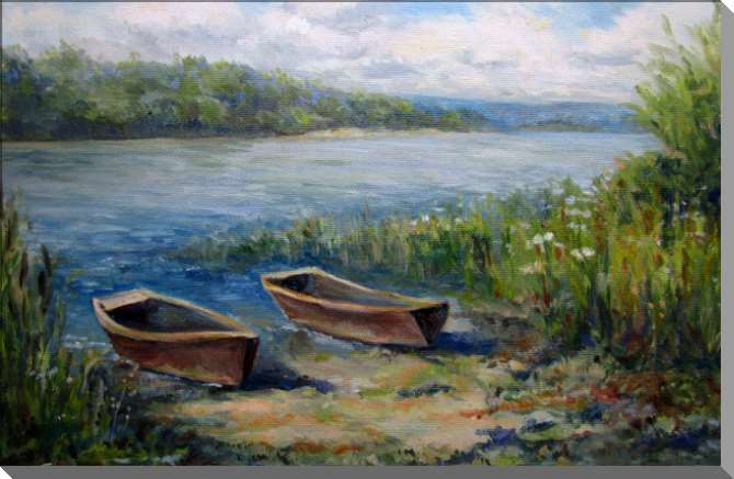 Купить и печать на заказ Картины на пластике, пеноркартоне Две лодки