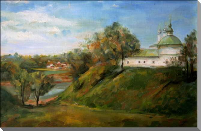 Купить и печать на заказ Картины на пластике, пеноркартоне Церковь на холме