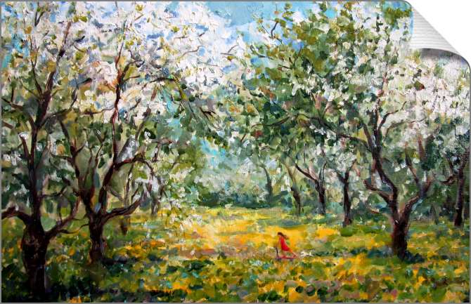 Купить и печать на заказ Картины на холсте Яблоневый сад