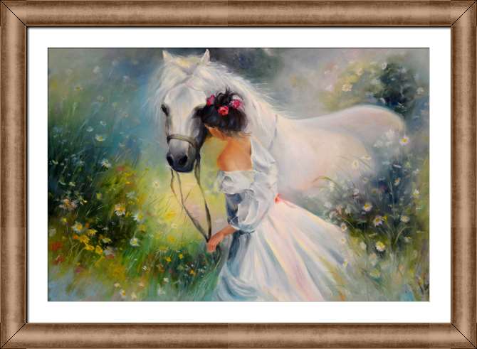 Купить и печать на заказ Картины на холсте Девушка с лошадью