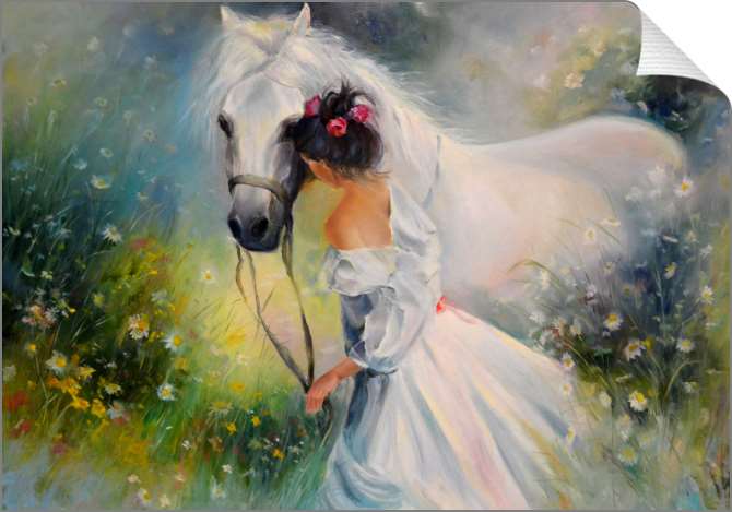 Купить и печать на заказ Картины на холсте Девушка с лошадью