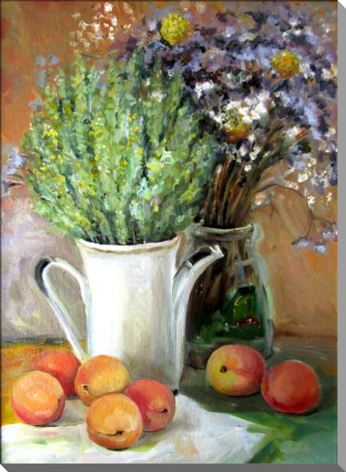 Купить и печать на заказ Картины на пластике, пеноркартоне Натюрморт с абрикосами