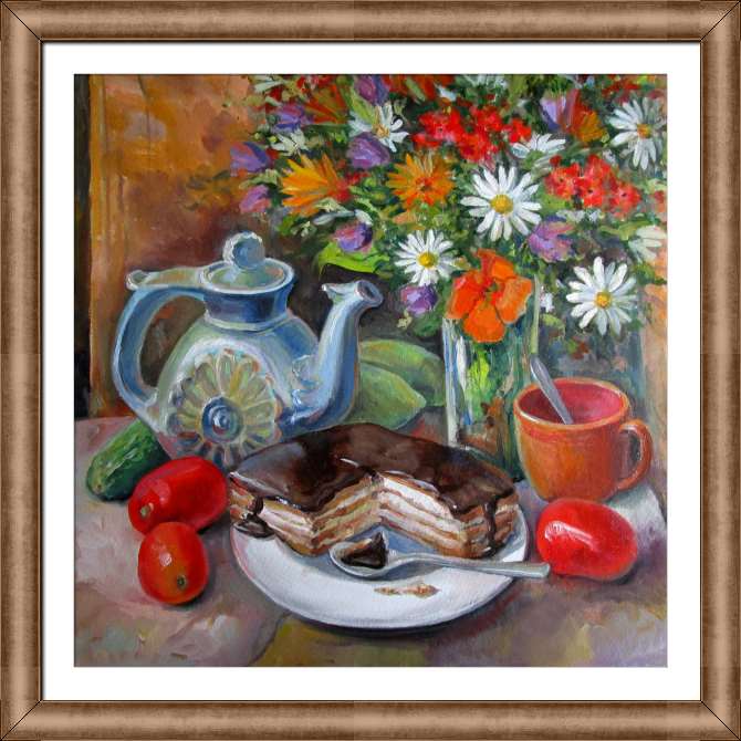 Купить и печать на заказ Картины на холсте Деревенское чаепитие