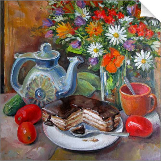 Купить и печать на заказ Картины на холсте Деревенское чаепитие