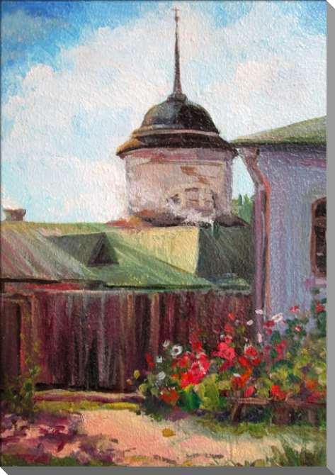 Купить и печать на заказ Картины на пластике, пеноркартоне В церковном дворе