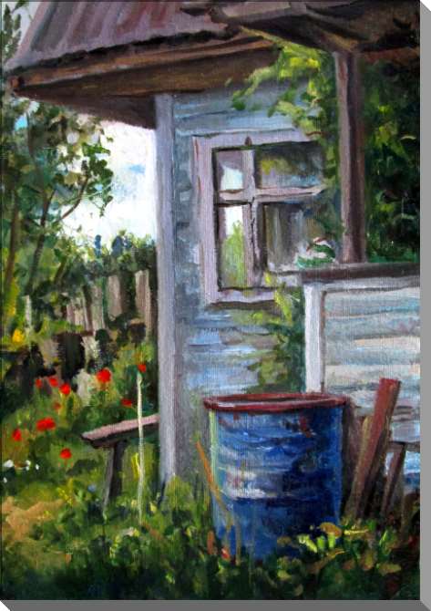 Купить и печать на заказ Картины на пластике, пеноркартоне Деревенская изба