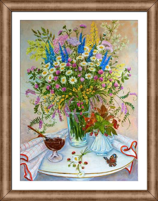 Купить и печать на заказ Картины на холсте Натюрморт с полевыми цветами 