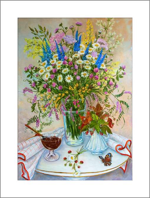 Картины, фото с паспарту Series bouquet on столе_3