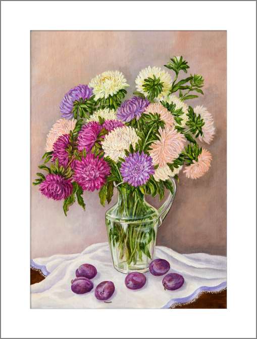 Картины, фото с паспарту Series bouquet on столе_4