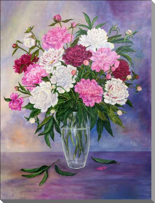 Купить и печать на заказ Картины на пластике, пеноркартоне Букет пионов вазе