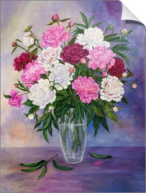 Купить и печать на заказ Картины на холсте Букет пионов вазе