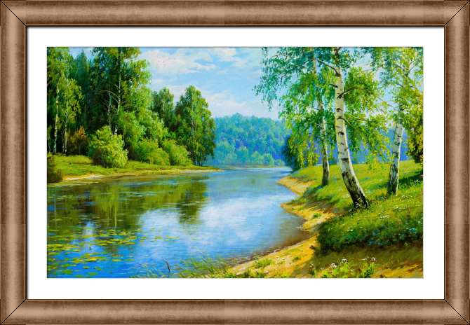 Купить и печать на заказ Картины на холсте Летняя река в солнечный день