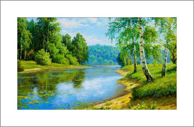 Купить и печать на заказ Картины Летняя река в солнечный день
