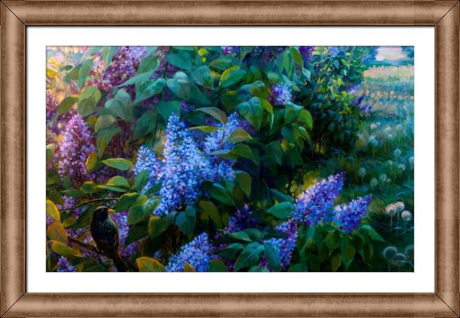 Купить и печать на заказ Картины на холсте Куст сирени на рассвете