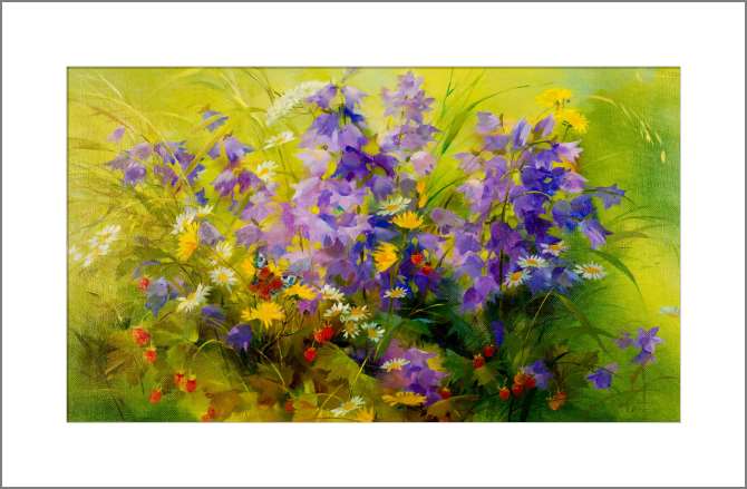 Купить и печать на заказ Картины, фото с паспарту Лесной букет