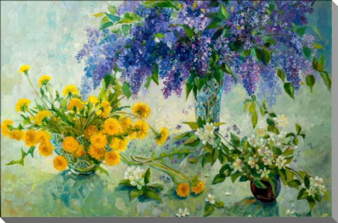 Купить и печать на заказ Картины на пластике, пеноркартоне Три букета