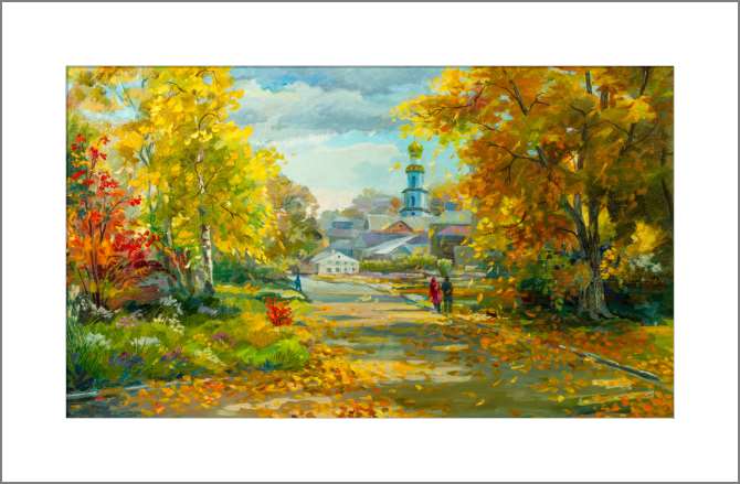 Купить и печать на заказ Картины Осенний городской пейзаж
