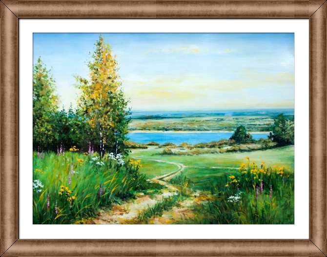 Купить и печать на заказ Картины на холсте Пейзаж с видом на озеро