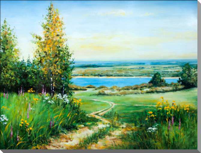 Купить и печать на заказ Картины на пластике, пеноркартоне Пейзаж с видом на озеро