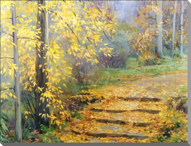 Купить и печать на заказ Картины на пластике, пеноркартоне Осень в парке